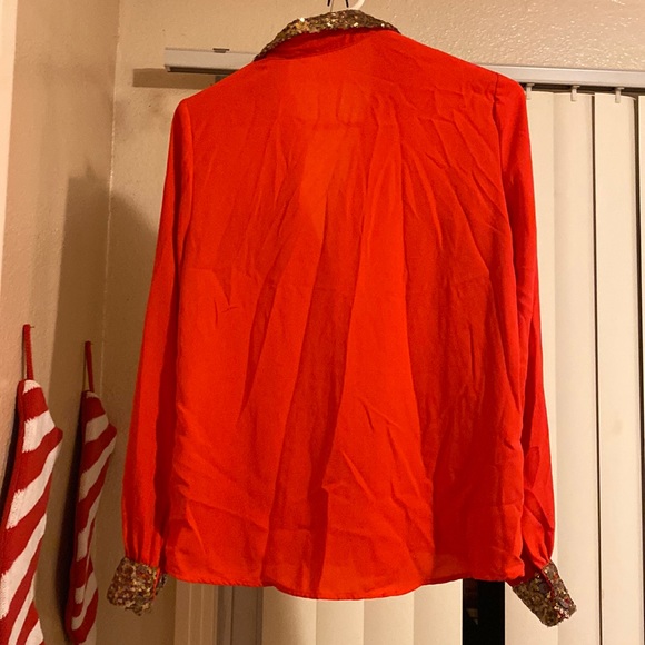 Foreign Exchange Button Down sequin collared red - Picture 4 of 4
